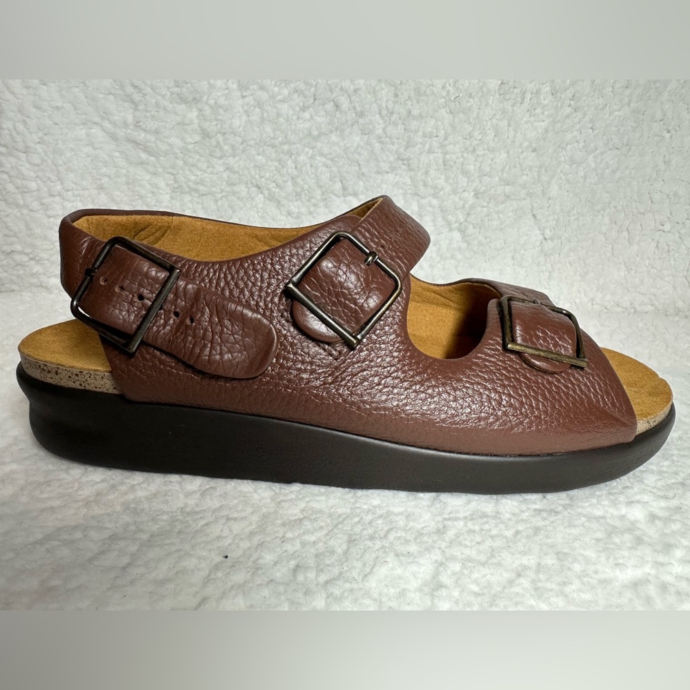 SAS Brown Leather Sandals with Buckles.      Size: 11M